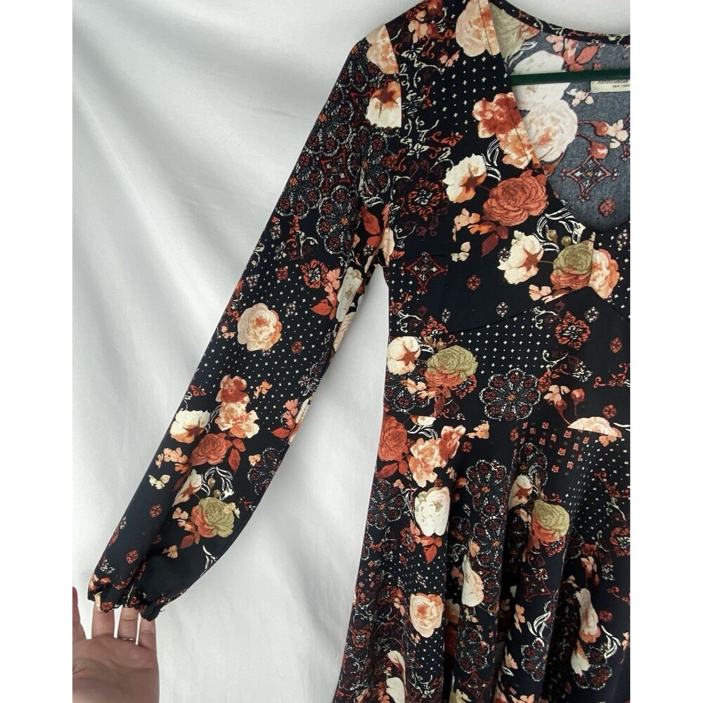 Abercrombie & Fitch Dress Womens S Babydoll Mini Flare Floral Long Sleeve‎ Fall - Picture 7 of 13